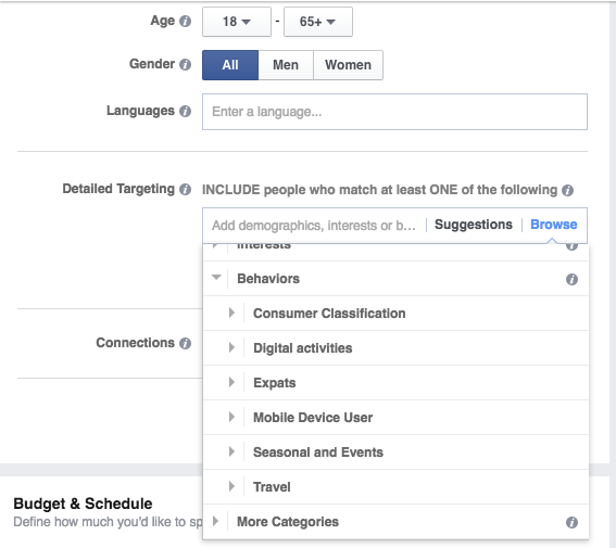 targeting facebook behaviour