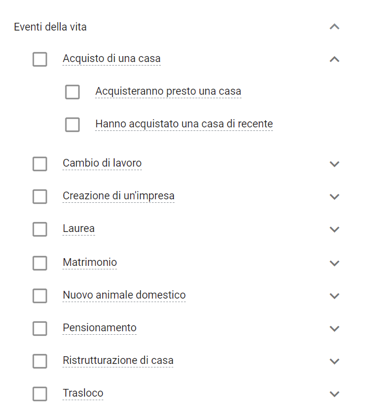 Nuovi segmenti google in eventi importanti della Vita Nuovi segmenti google in eventi importanti della Vita
